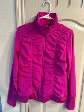 Fila Women’s Bright Fuchsia Ruched Zip-Up Bomber Jacket